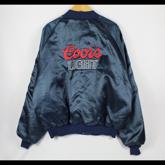 Vintage 80s Coors Light Silver Bullet Satin Bomber - Picture 3 of 3